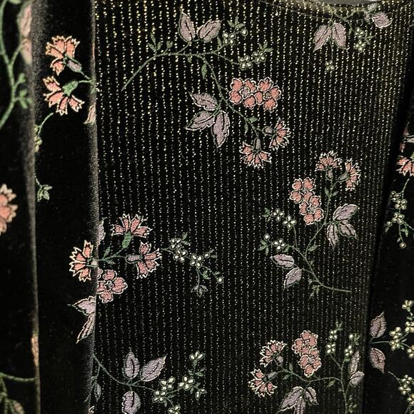 Another Thyme Knee Length Dress Women's 12 Black Floral VTG Cardigan Look Gothic - Picture 5 of 12